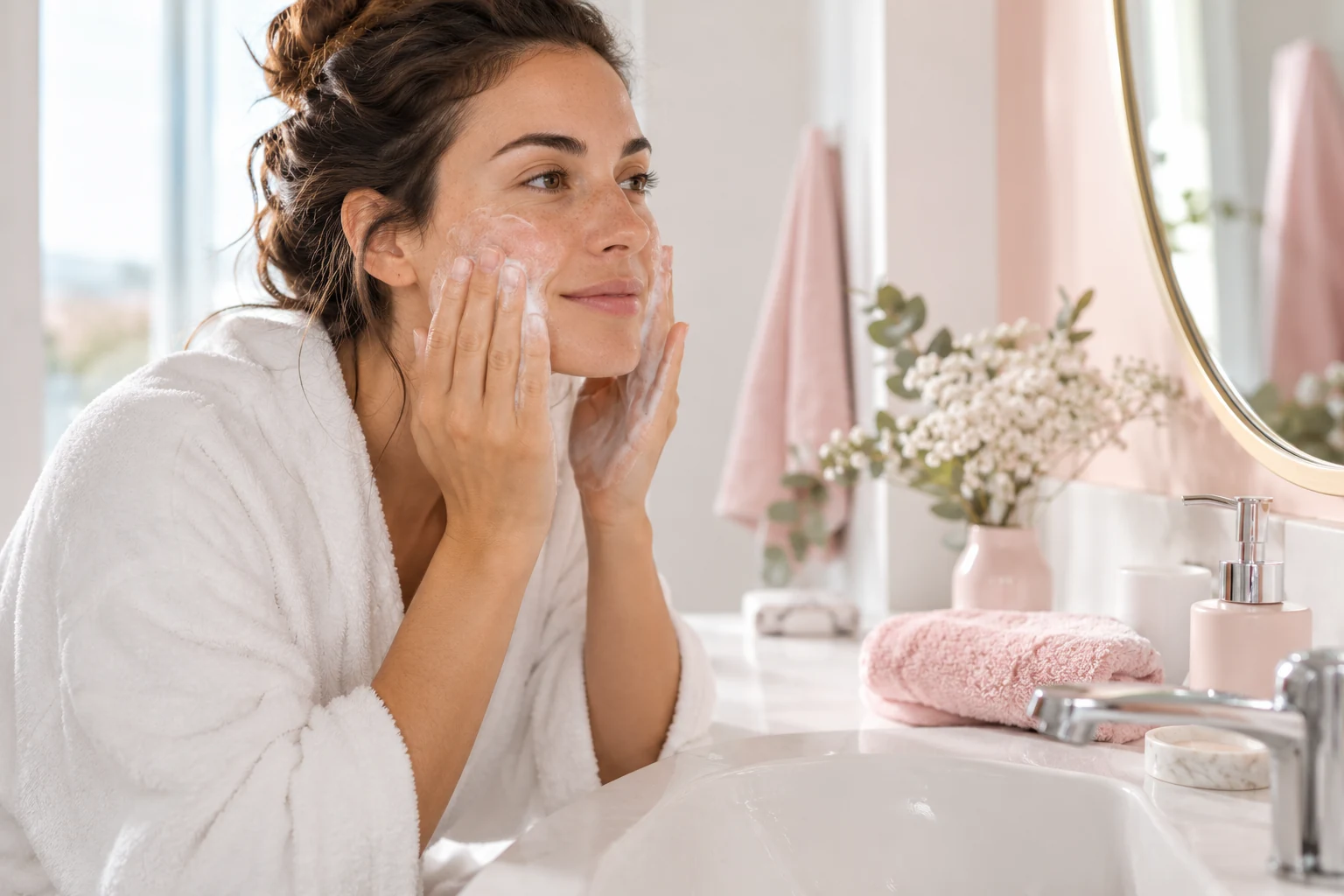 Nettoyage doux du visage à domicile